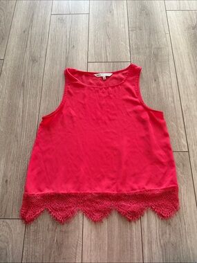 Cupcakes & Cashmere Hot Pink Lace-Hem Sleeveless Tank top 6